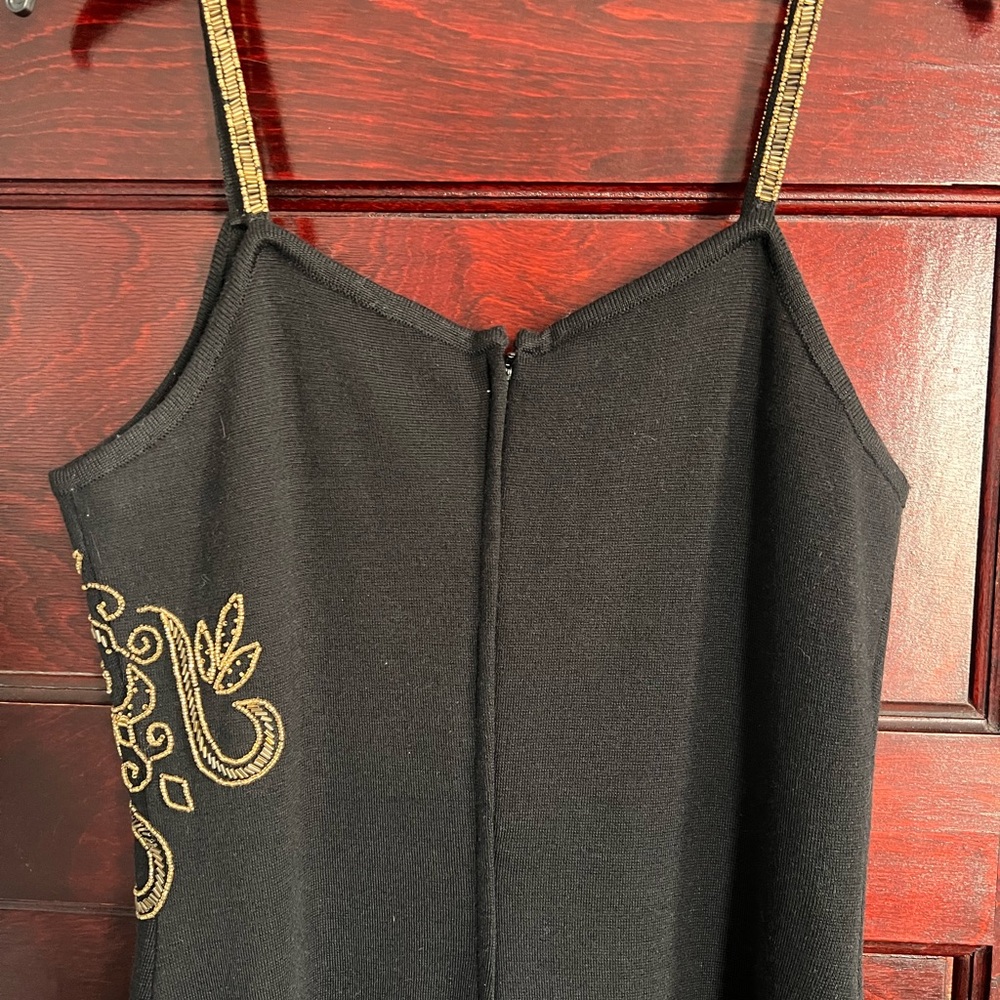 The Limited Y2K Wool Blend Beaded Cocktail Dress Black Gold size Medium - Picture 5 of 7